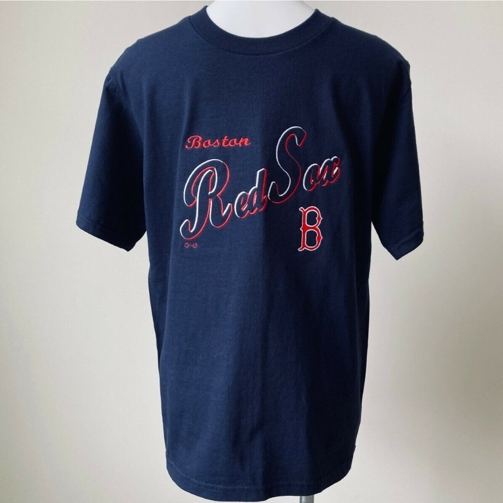 Boston Red Sox Tee Shirt Men Medium Dark Blue Embroidered Lee Sport